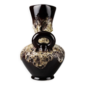Large Vallauris ceramic with handles, enamel "lava" decoration, 1960s–70s.