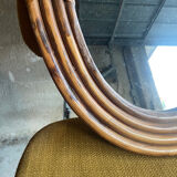 Vintage rattan oval mirror, 54x39 cm