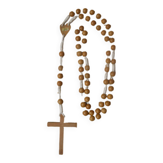 Rosary in olive wood vintage religious object country decoration