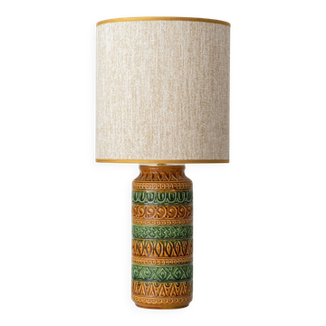 Lampe de table en céramique de style Bitossi des années 1960, émail vert ocre.