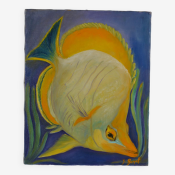 Oil on canvas butterfly fish