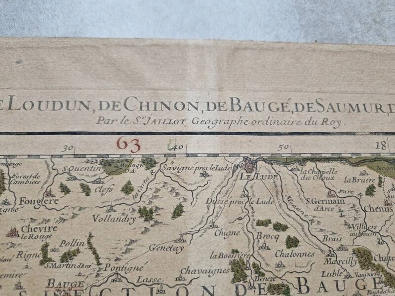 Gravure carte des élections de Tours et ses environs par le seigneur Jaillot, 1711