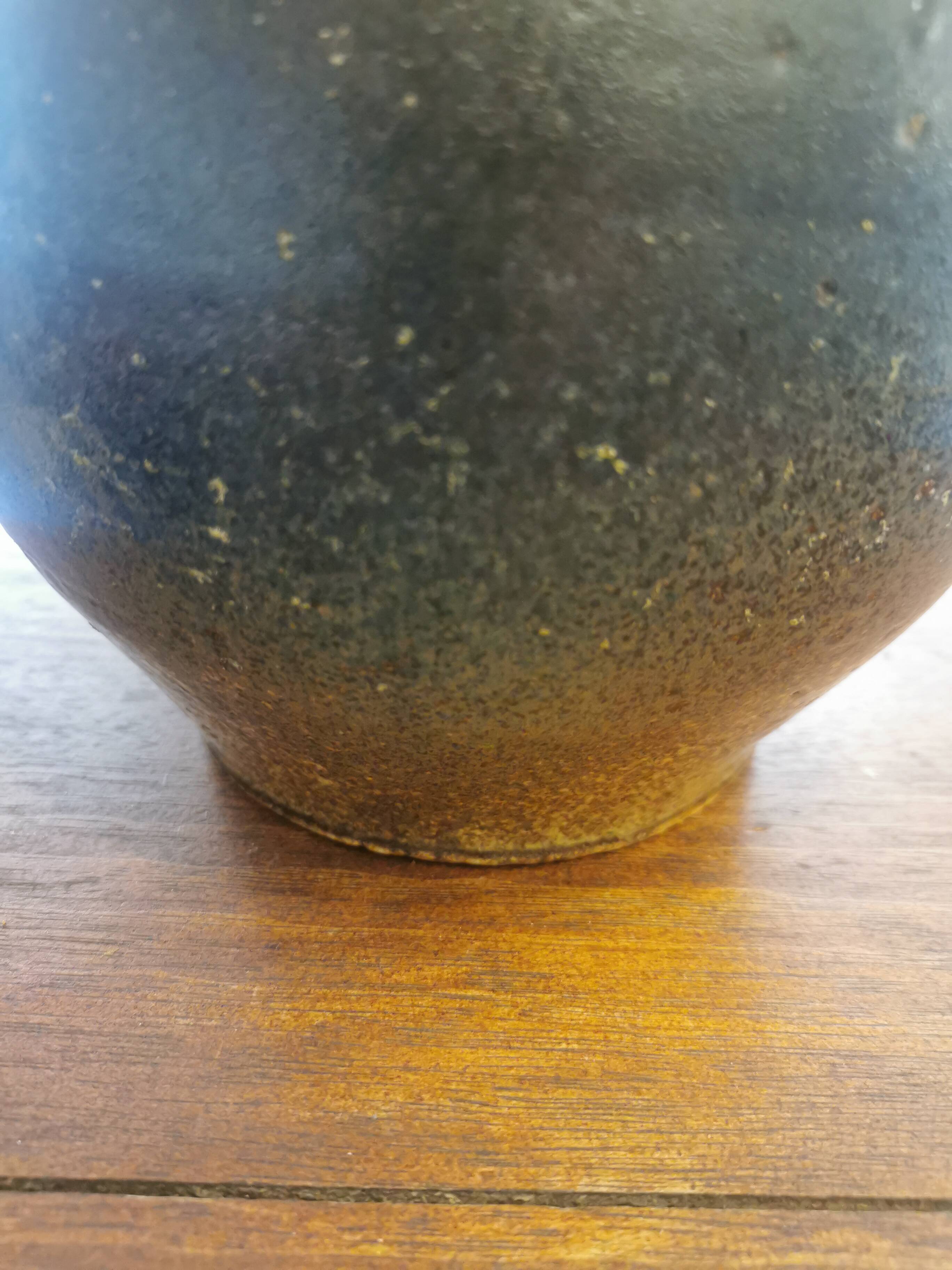 Vintage stoneware ball vase by Daniel Cassiet from 1972