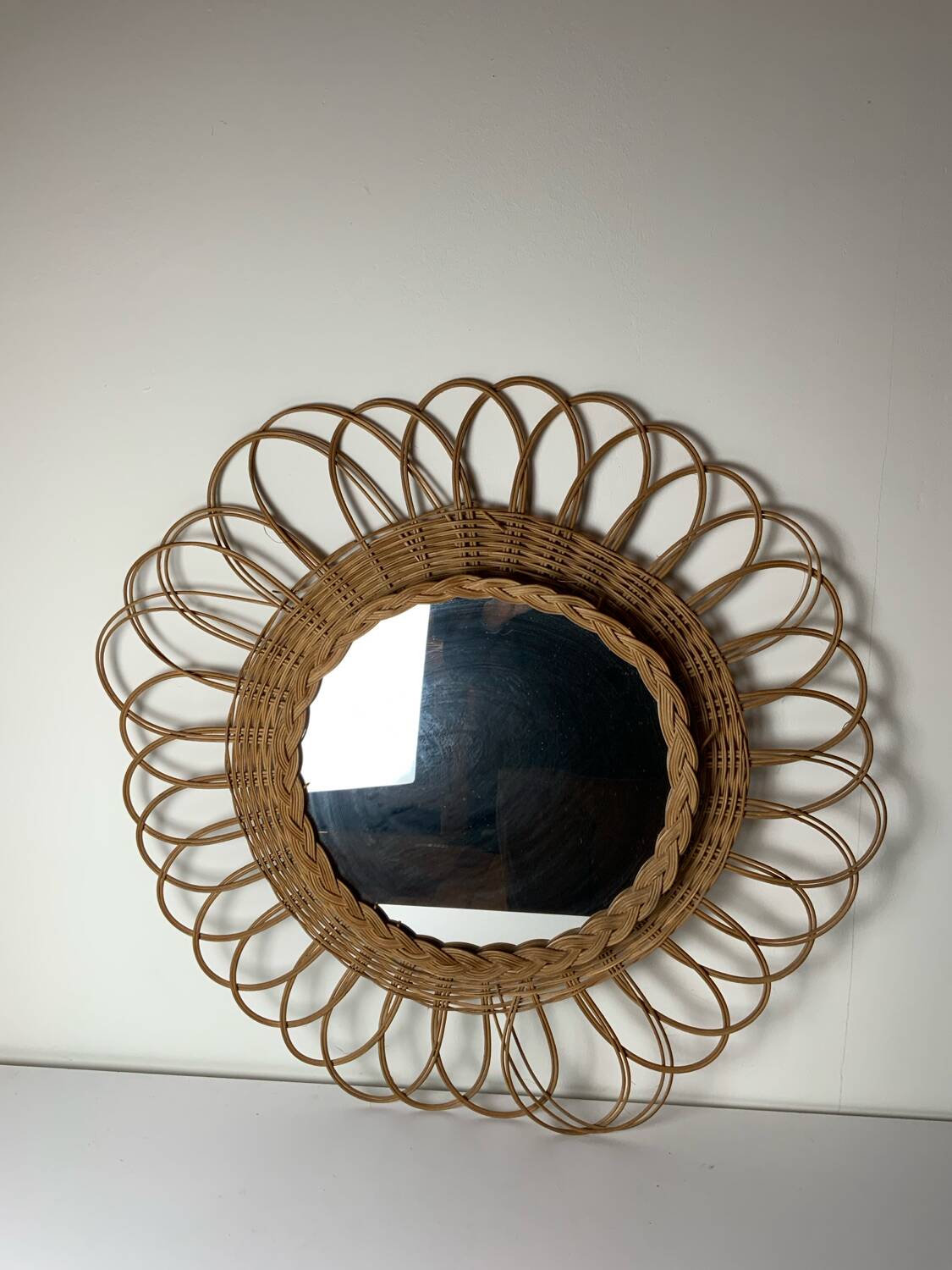 Vintage wicker mirror