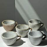 Set of 5 Indonesian ceramic handle coffee cups
