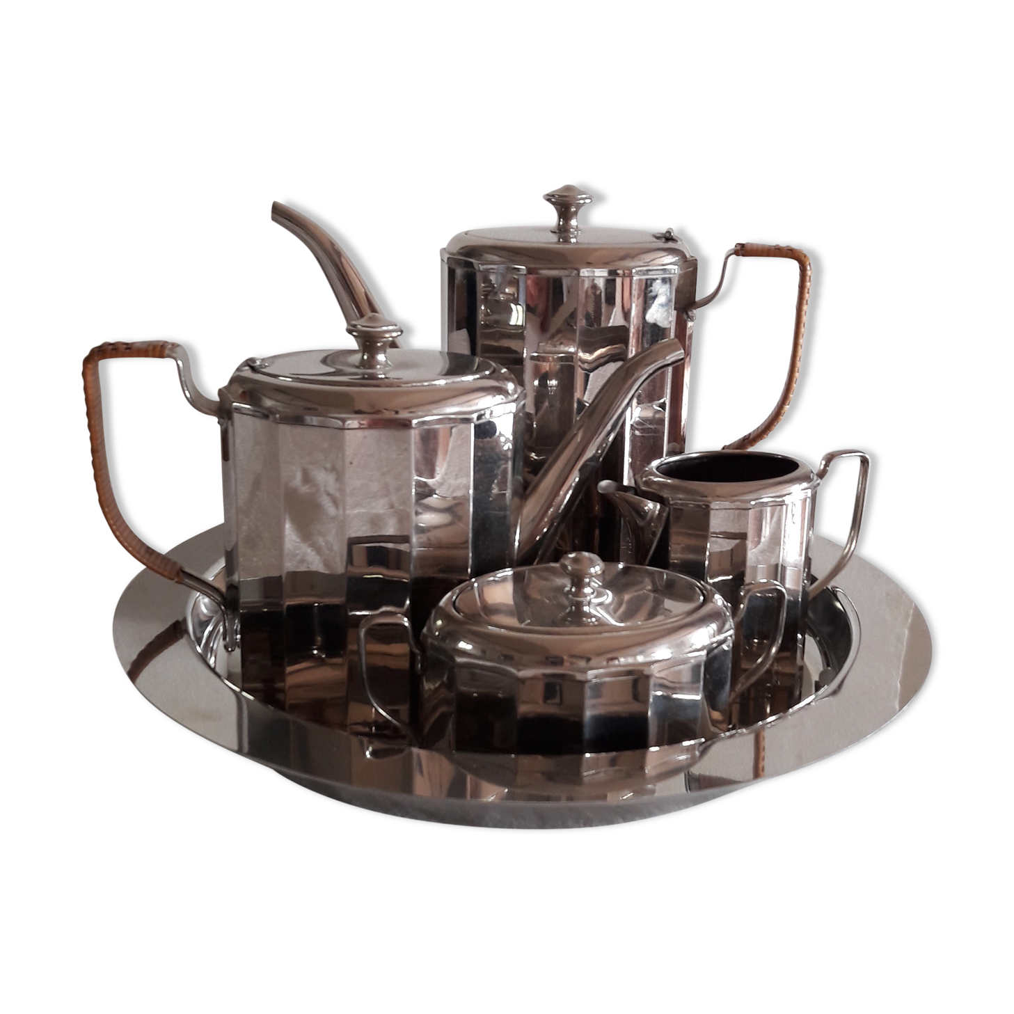 Art deco-style coffee service in silver metal 5 P