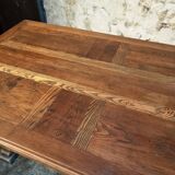 French vintage table in solid oak, Arts & Crafts style, 1930s–1940s.