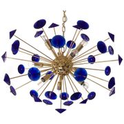 Lustre ovale en verre de Murano bleu « coni » spoutnik