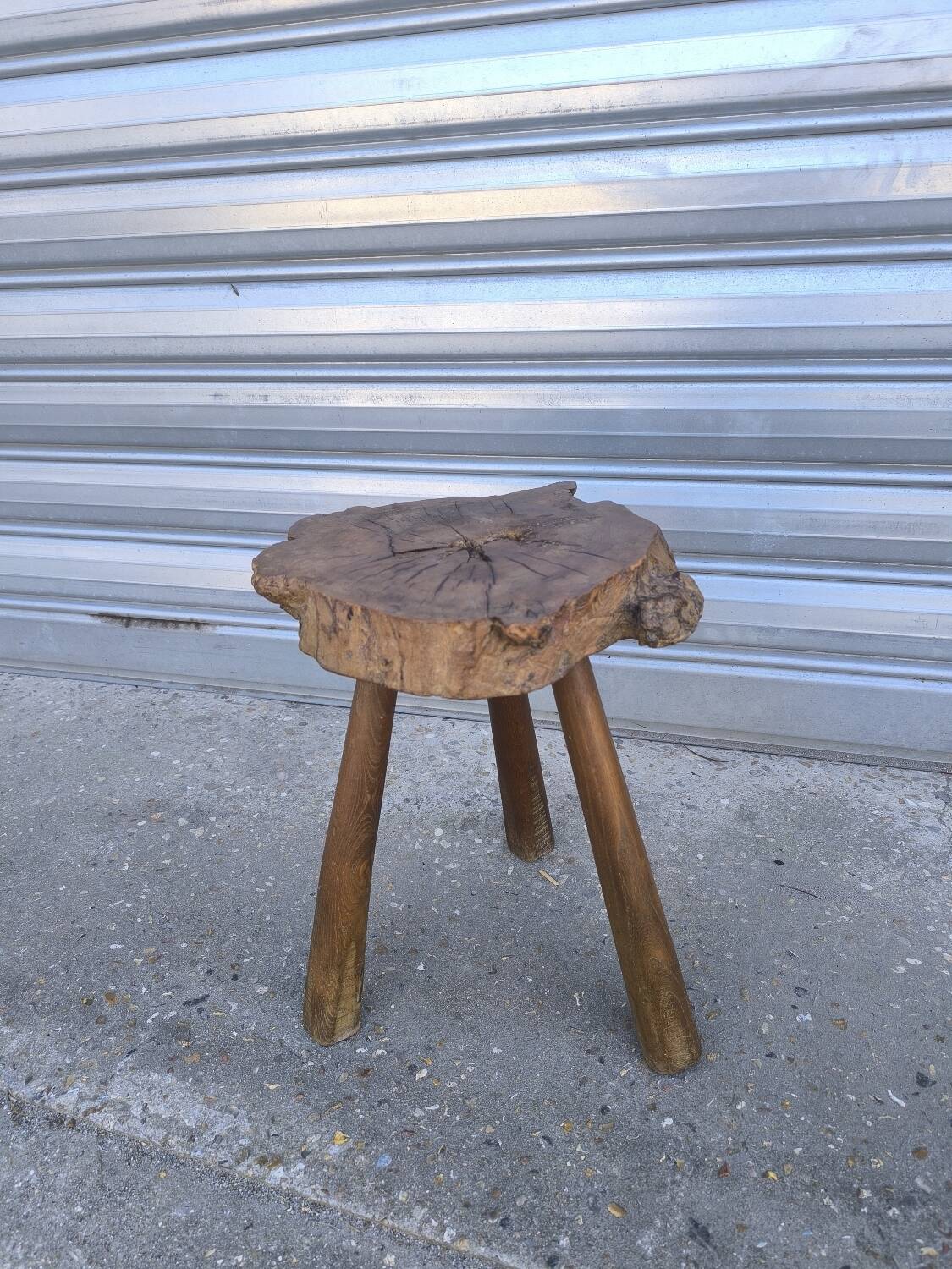 Solid elm tripod stool