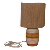 Ceramic lamp with linen shade, 1950s - 1960s
