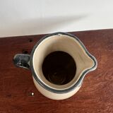 Off-white glossy ceramic decanter, hand-painted gray blue patterns H:20cm