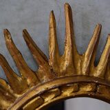 Mid-century italian wooden sun mirror, 1950s