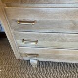 Vintage chest of drawers in wood and golden brass handles