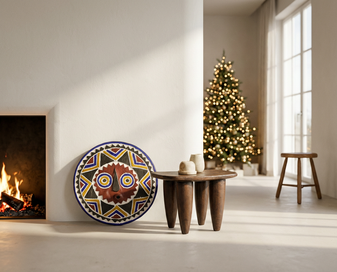 Polychrome tribal mask Ø40cm — Magma Quadra