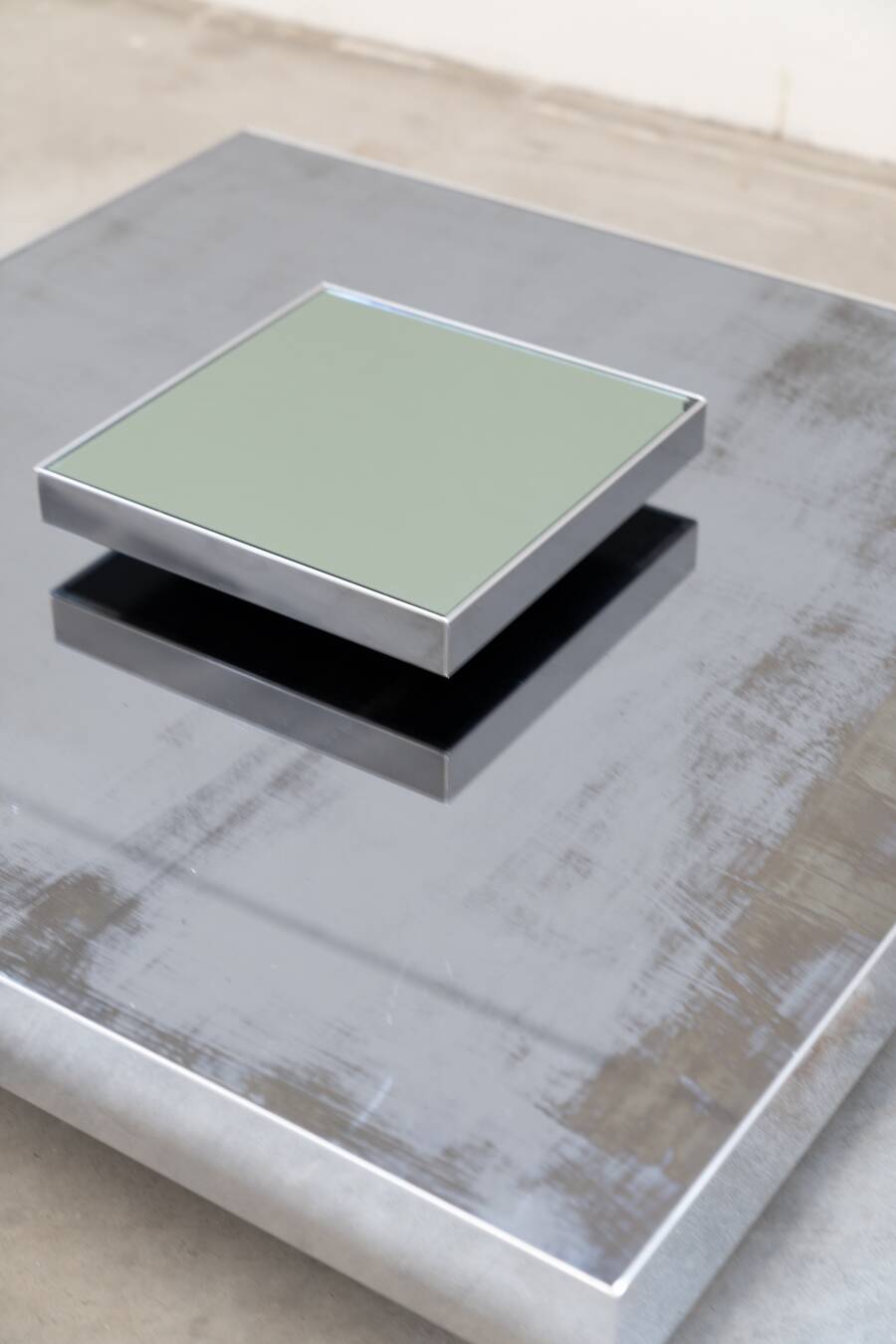 Stainless steel and glass coffee table by Ausenda, 1970Style