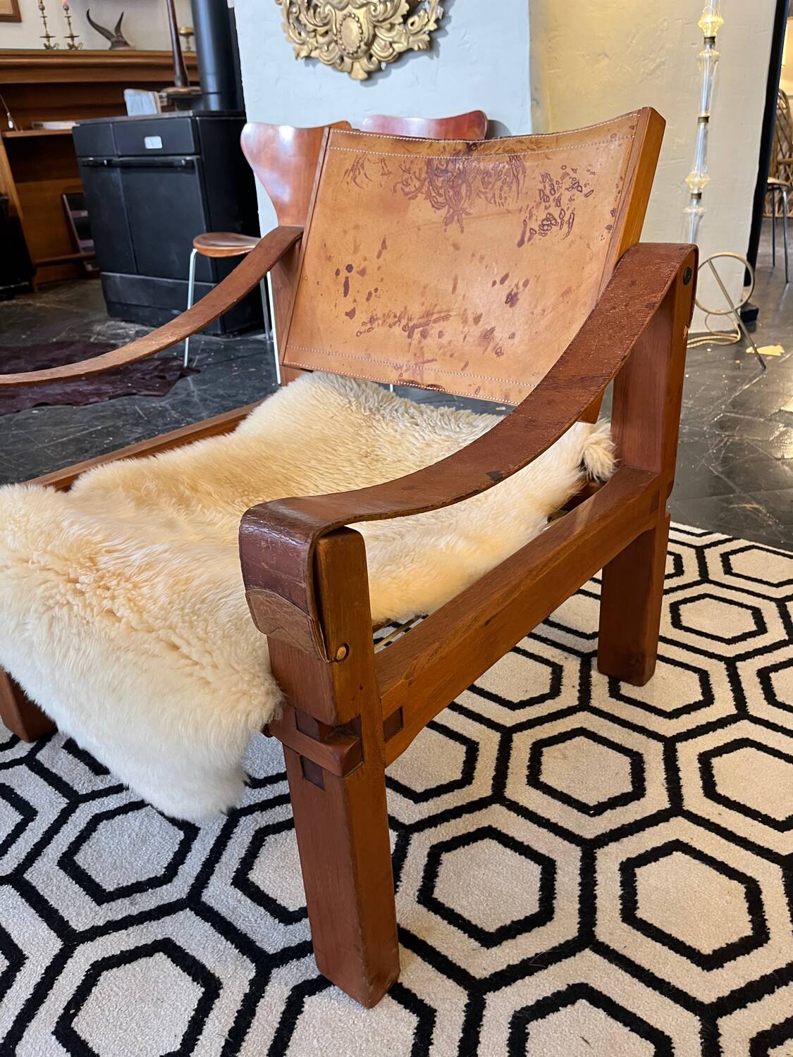 Pair of armchairs and a footrest Pierre Chapo 1960