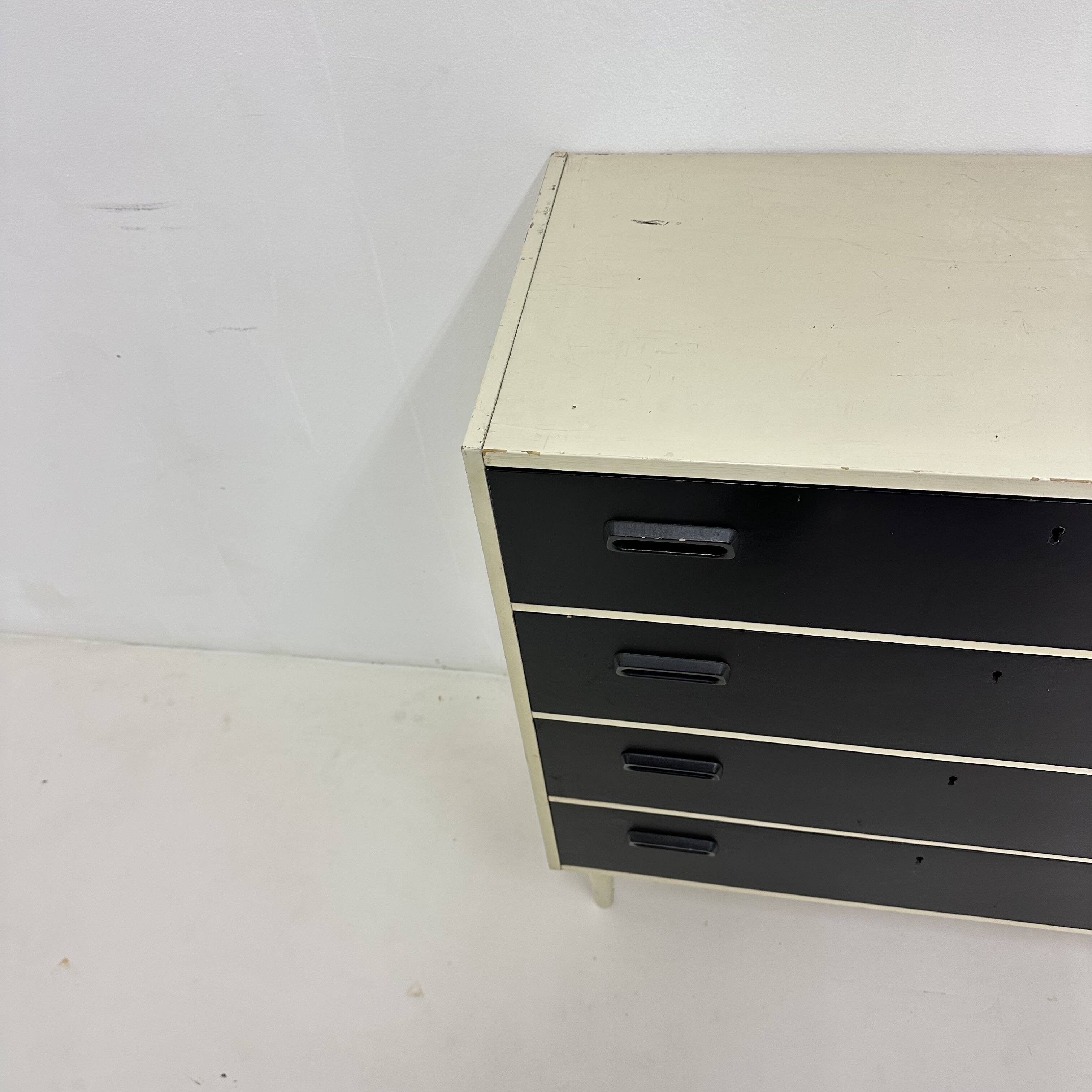 Set of 2 black and white chests of drawers, 1970s
