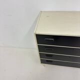 Set of 2 black and white chests of drawers, 1970s