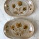 pair of sandstone / ceramic raviers Niderviller Doria Ste Radegonde hand painted 70s