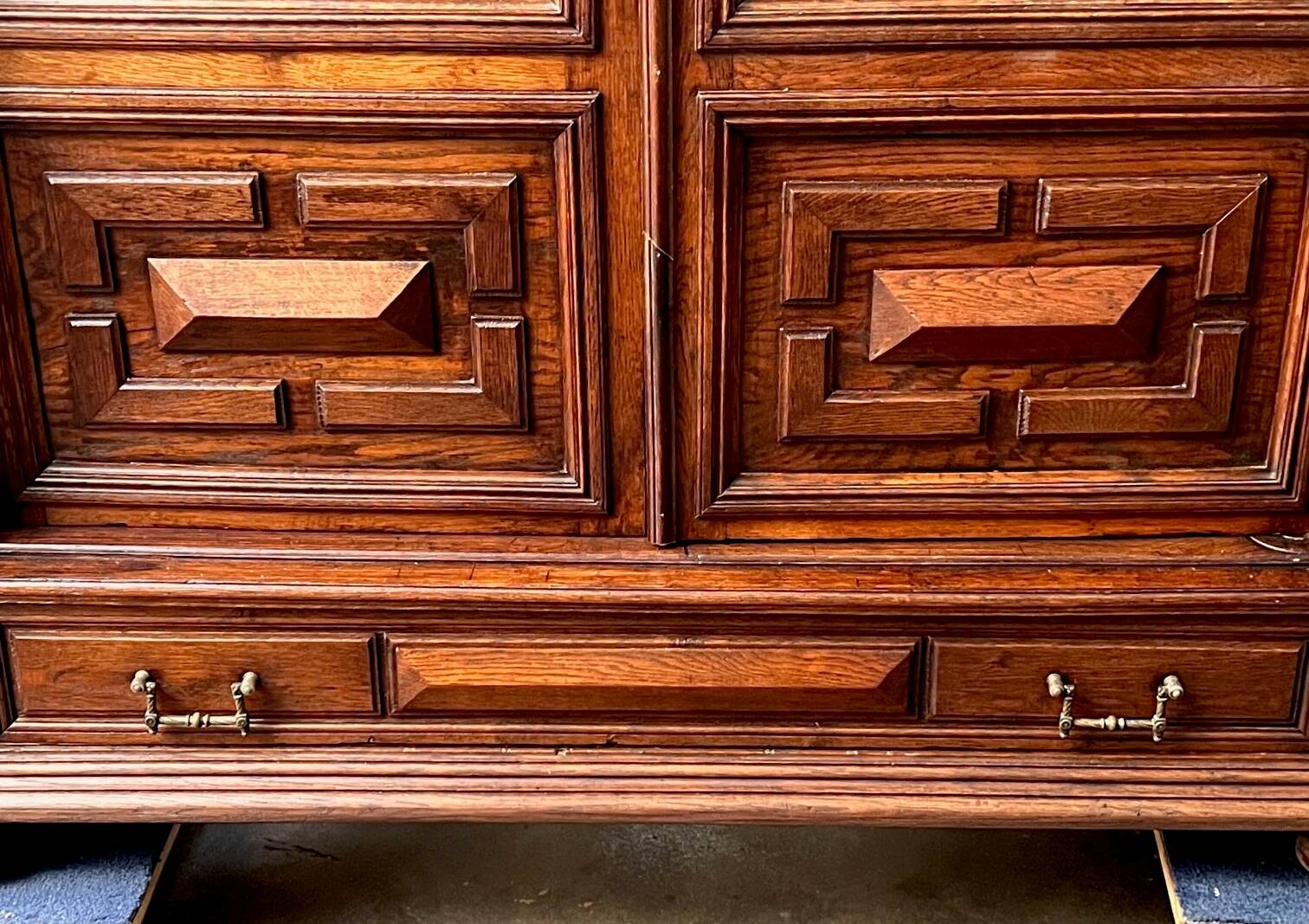 Henri II style library. Solid oak.