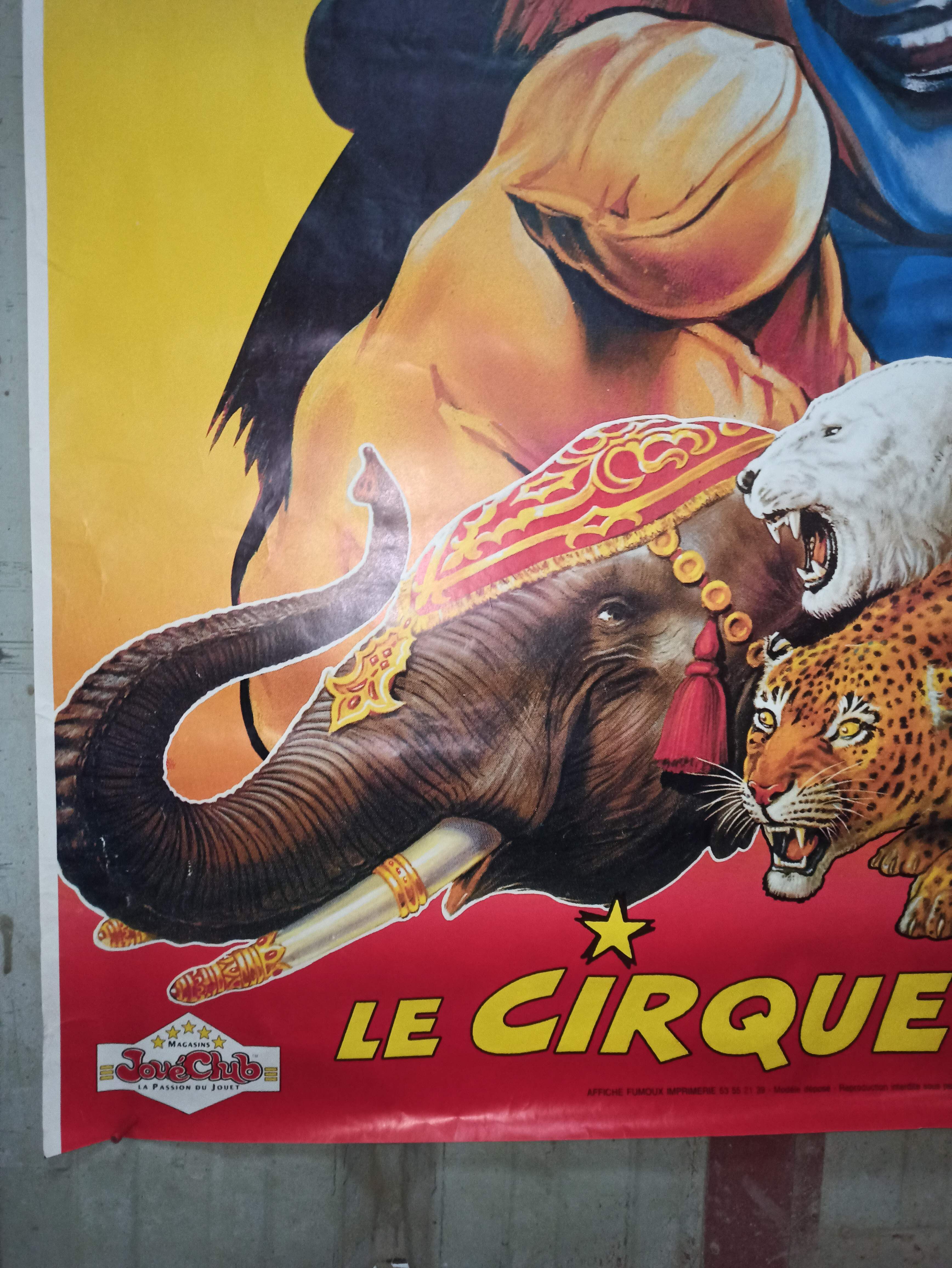 Large circus poster Pinder 156 cm clown Jean Richard