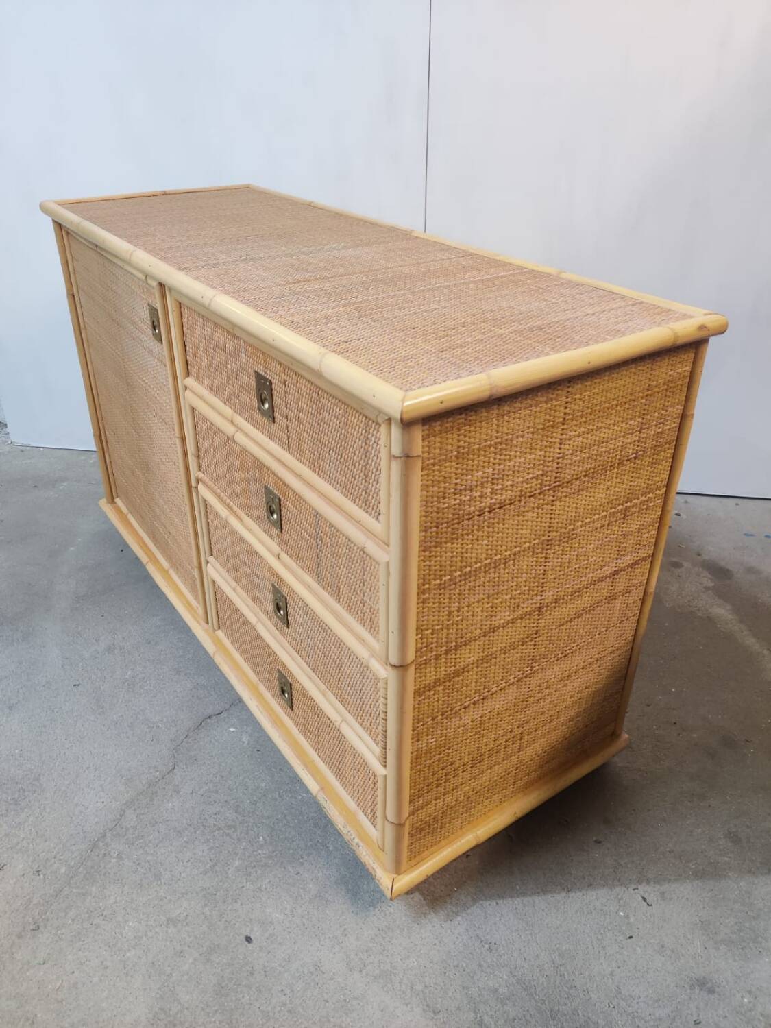 Dal Vera rattan and bamboo sideboard