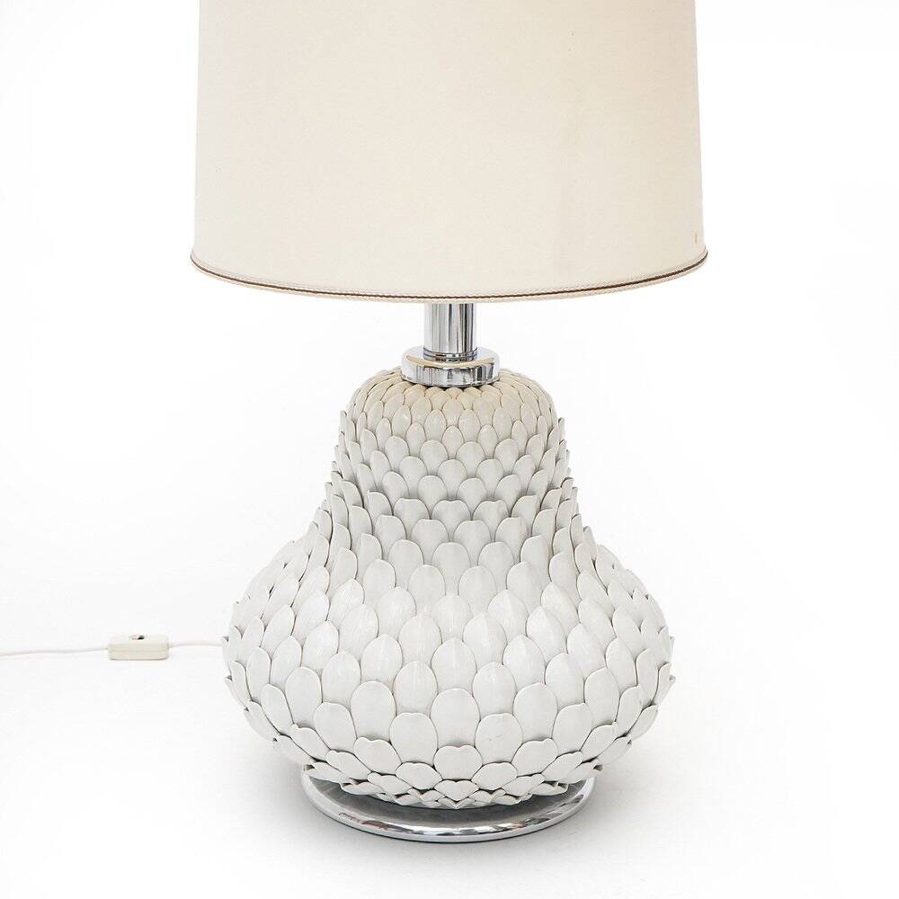 Artichoke table lamp in white ceramic, 1970s