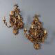 Antique wall sconces in lacquered and gilded wood, Italy, 20th century