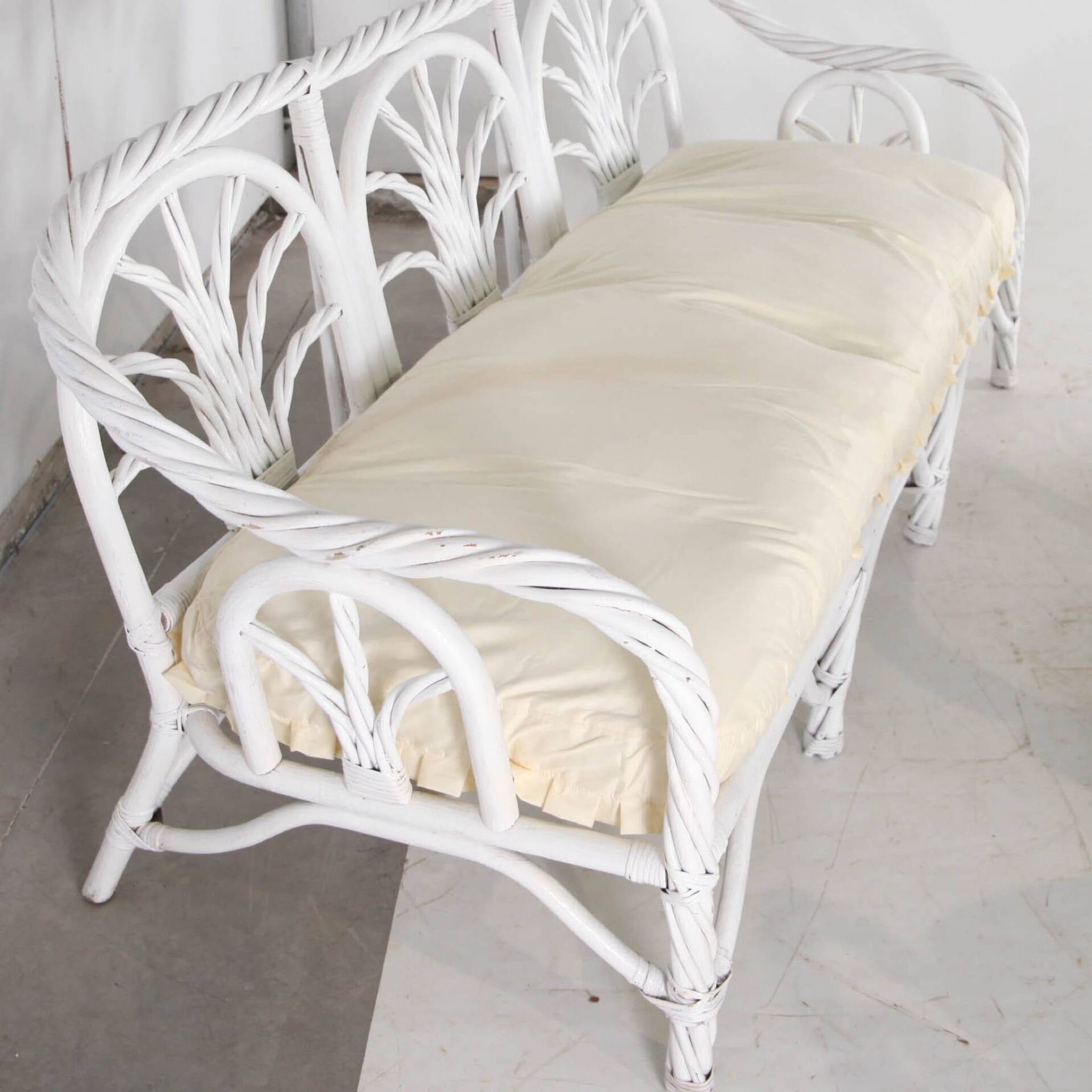 Salon en rotin blanchi