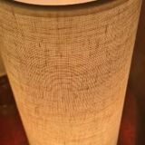 Pair of Scandinavian wooden lamps with linen shades 40x12 electric ok