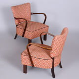 Paire de fauteuils en hêtre art deco fabriqués dans les années 1930, tchéquie, vernis revivifié