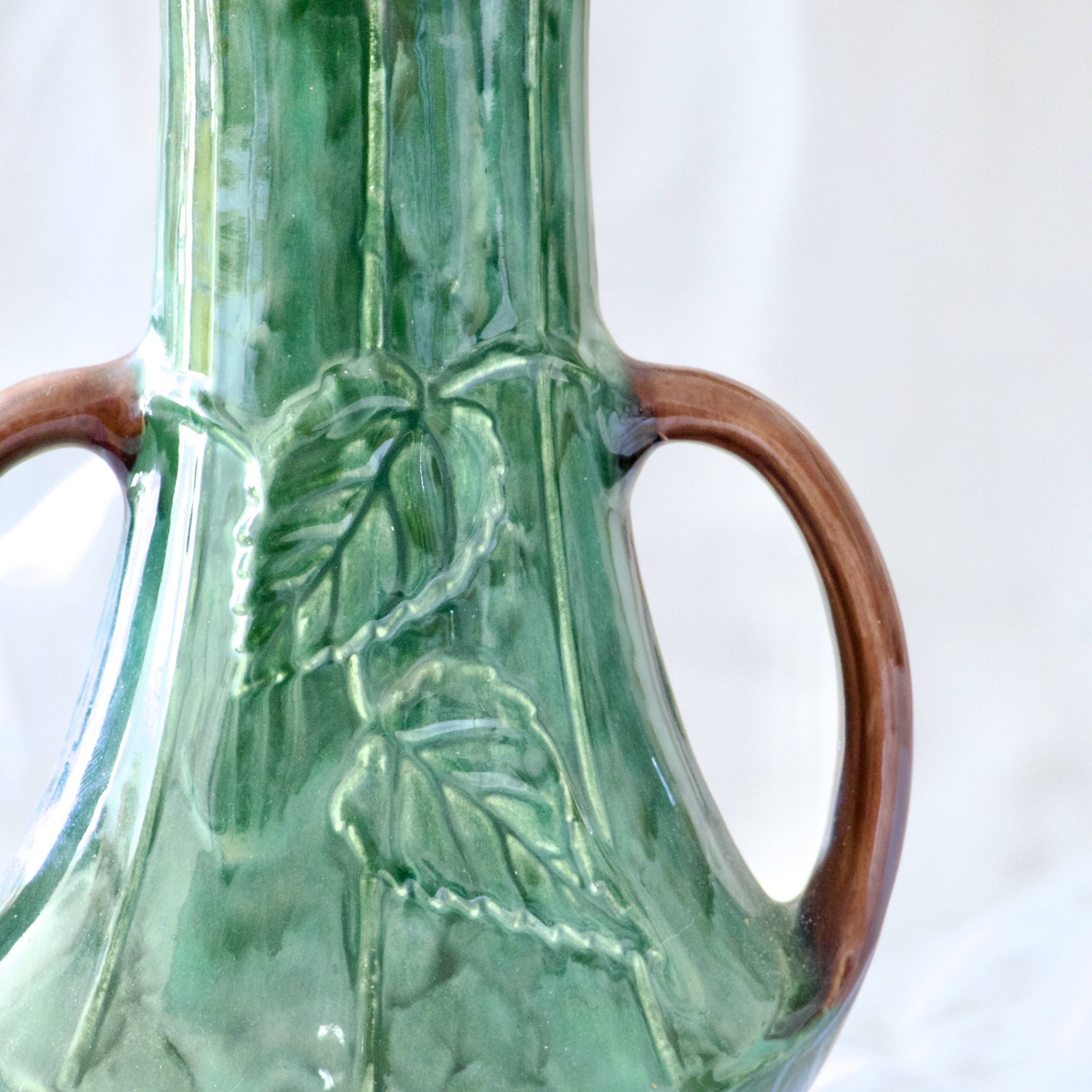 Antique 19th century Art Nouveau slip vase with pansy flowers