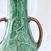 Antique 19th century Art Nouveau slip vase with pansy flowers