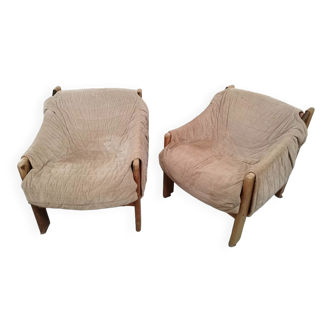 Paire de fauteuils scandinaves danois teck domino mobler Danemark