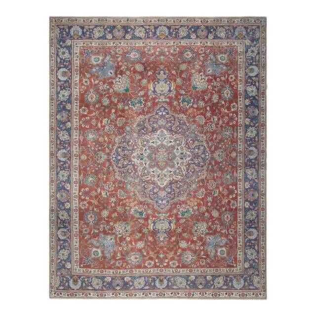 1970s Vintage Persian Handmade Wool Orange Oversized Area Rug 278x379