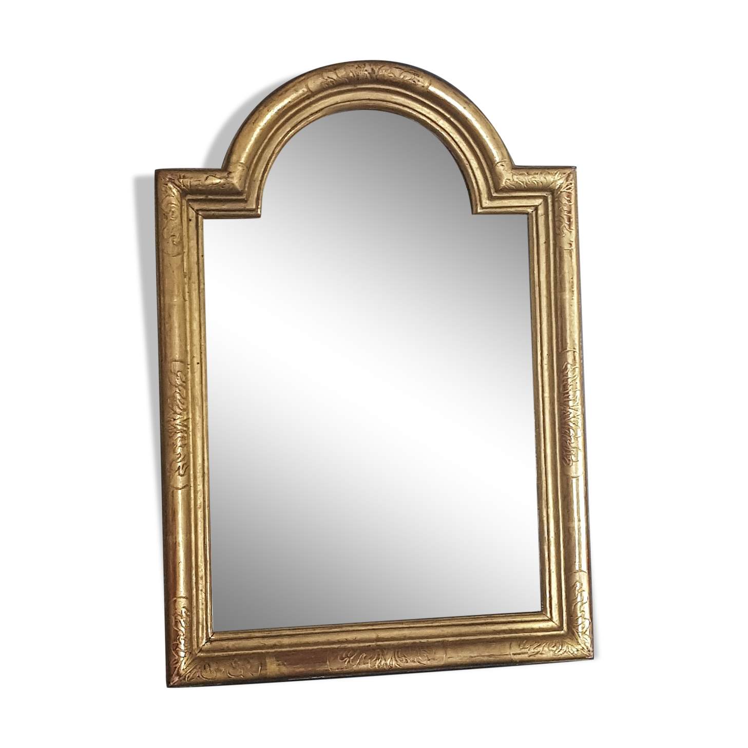 Mirror in old frame wood engraved gilded with gold leaf 40x28 cm