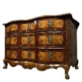 Louis XV period Arbalète chest of drawers in 18th century noble wood marquetry