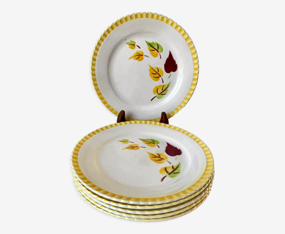Lot de 6 assiettes à dessert Digoin Sarreguemines modèle "Alouette" années 30-40