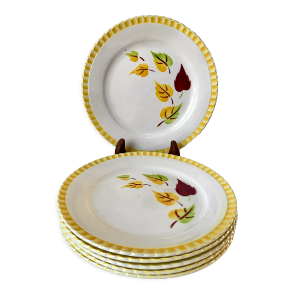 Lot de 6 assiettes à dessert Digoin Sarreguemines modèle ''Alouette'' années 30-40