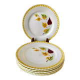 Set of 6 dessert plates Digoin Sarreguemines model "Alouette" years 30-40
