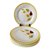 Lot de 6 assiettes à dessert Digoin Sarreguemines modèle "Alouette" années 30-40
