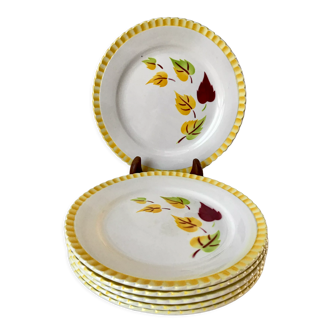 Lot de 6 assiettes à dessert Digoin Sarreguemines modèle "Alouette" années 30-40