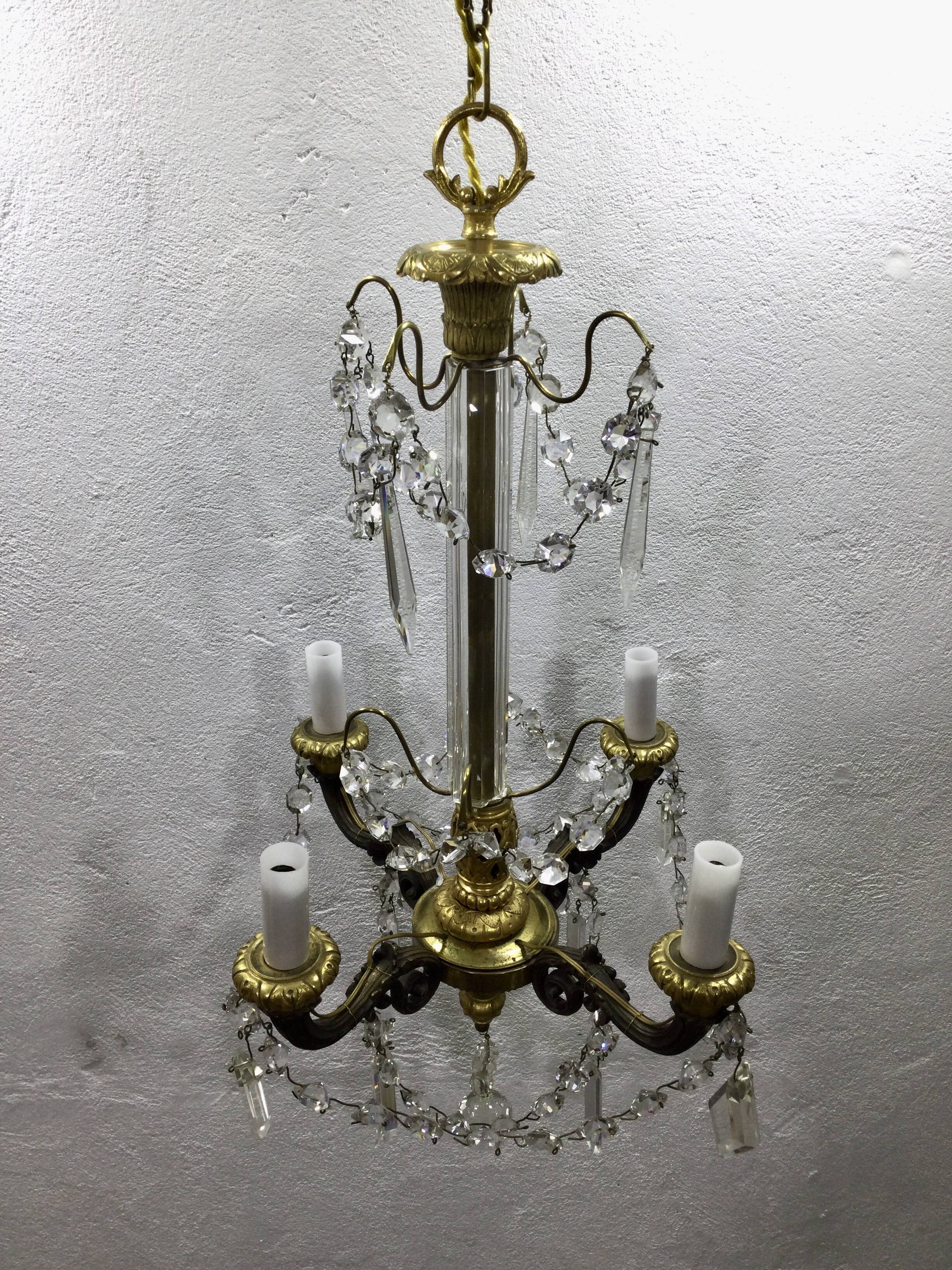 4-light bronze Napoleon III chandelier