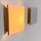 Pair of vintage brass and curved glass wall lights, France, 1970.