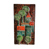 Decorative enamelled wall plate signed