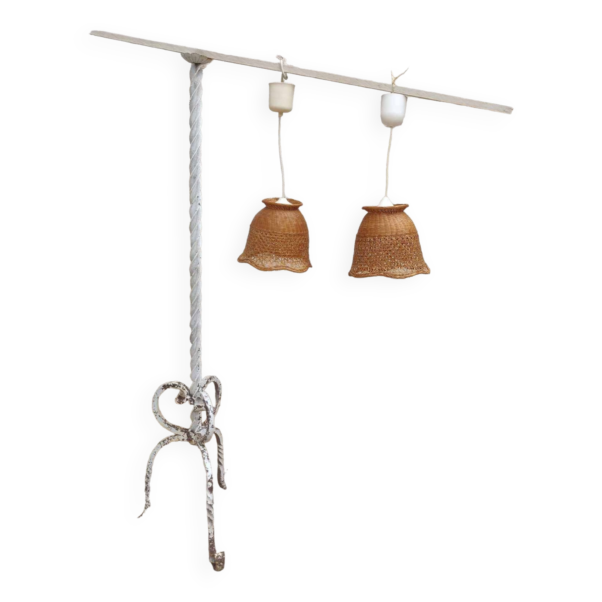 Old rattan pendant lamps