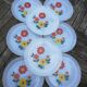 Set of 8 flat plates Arcopal with flowers