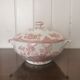 English soup bowl with purple floral motifs