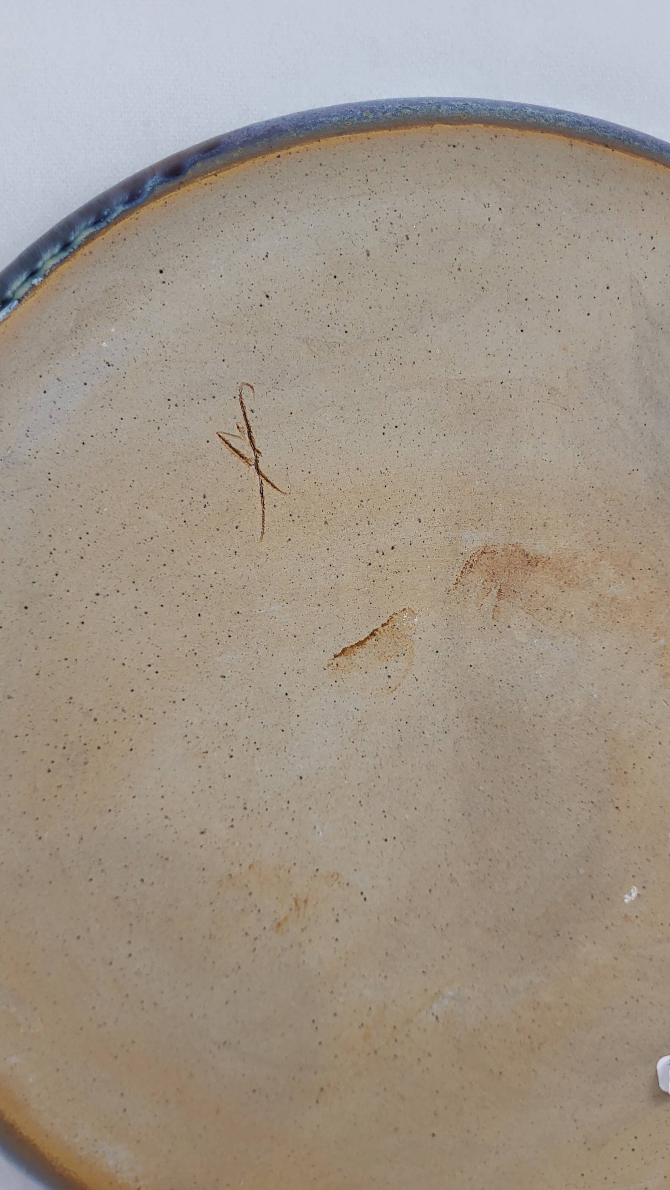 Stoneware tray signed Auger / Puisaye