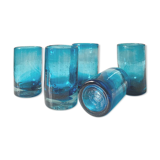 Set of five blue glasses